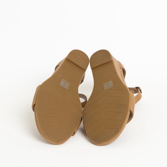 ✨ Eileen Fisher Leather Wedge Sandal Mara Tumbled Tan - Picture 7 of 15